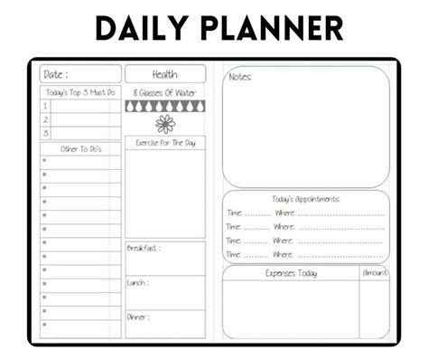 Daily Planner Insert Travelers Notebook Refill Undated Planner