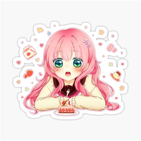 Anime Girl Eating Cake Sticker For Sale By Masterkenobi Redbubble