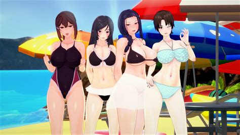 Rule 34 4girls Beach Bikini Female Female Only Koikatsu Mygfisagal Pose Standing 7859415