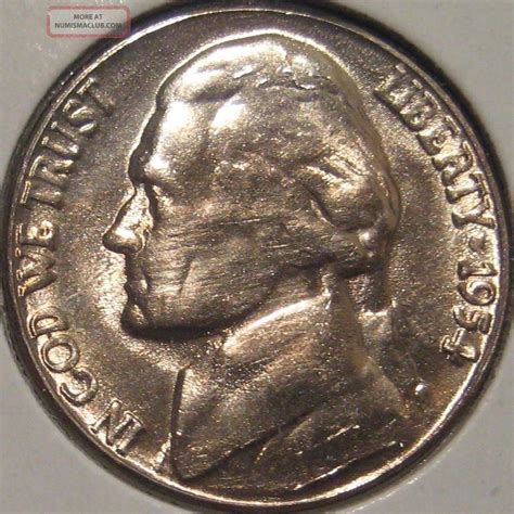 1954 S Jefferson Nickel Coin Bu Unc Ms Q10