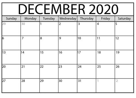 Printable Dec 2020 Calendar Free Download With Images