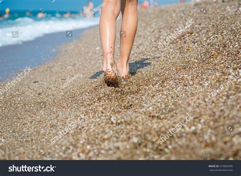 Barefoot Legs Walking On Sandy Beach Stock Photo 313682990 Shutterstock