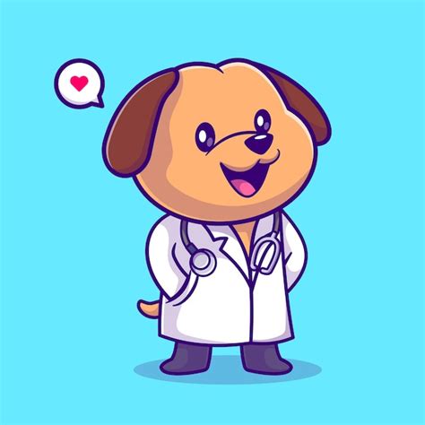 Premium Vector Cute Dog Doctor With Stethoscope Cartoon Vector Icon
