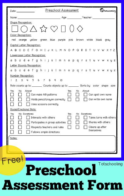 Free Preschool Assessment Form Mother Goose Time Preschool Curriculum