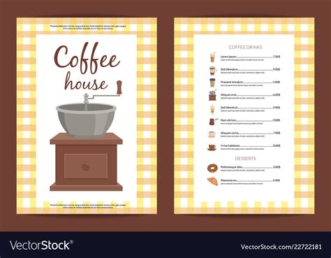 Cartoon Coffee House Menu Template Royalty Free Vector Image