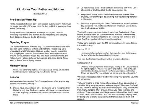 Lesson 6 Commandment 5 Honor Your Father And Mother