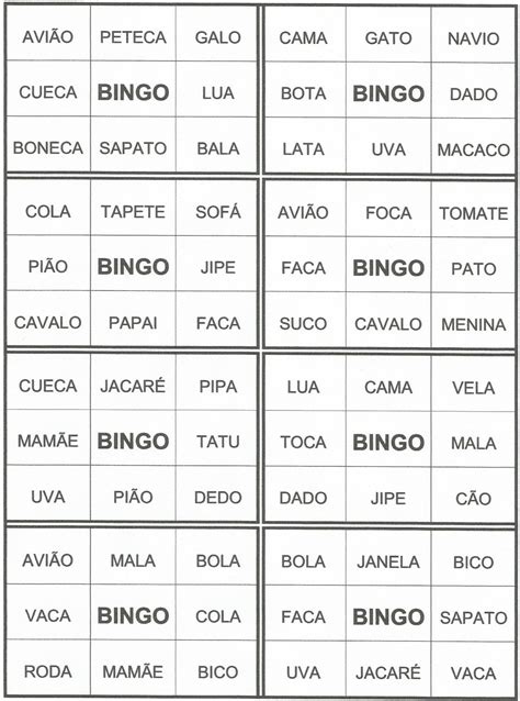 Polivalente Bingo De Palavras Simples 2