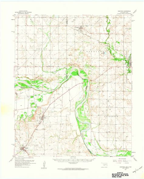 Hastings Oklahoma 1957 Usgs Old Topo Map Reprint 15x15 Tx Quad