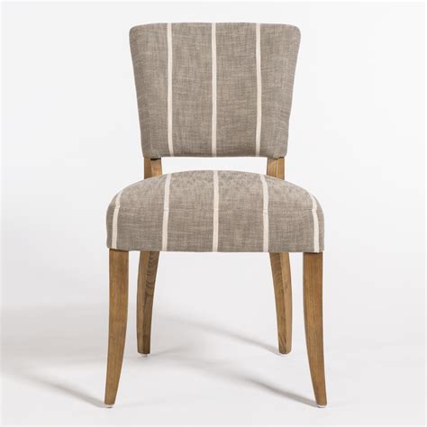White occasional chair with wooden legs. Gray and White Upholstered Dining Chair | FOURTH Home