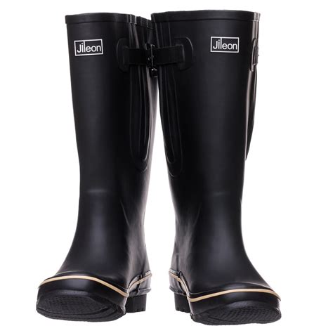 Extra Wide Calf Rain Boots In Black 23 Inch Calf Fit Jileon Rainboots