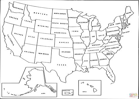 Usa States Map Coloring Page