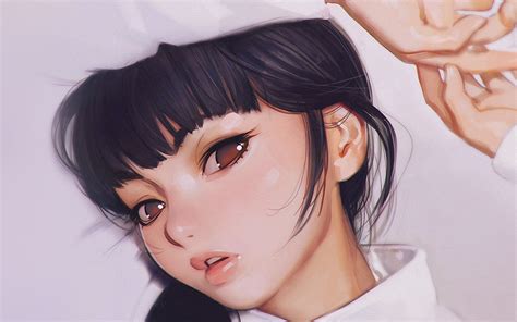 Aw24 Ilya Kuvshinov Anime Girl Shy Cute Illustration Art Wallpaper