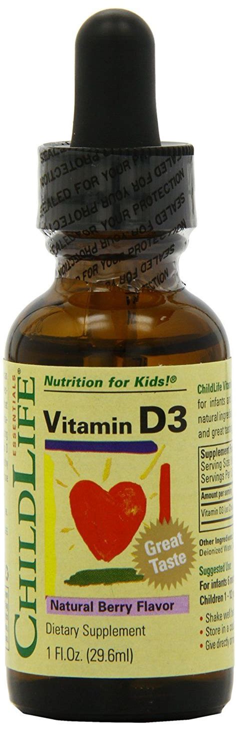Child Life Vitamin D3 Berry Flavor Glass Bottle 1 Ounce Pack Of 2