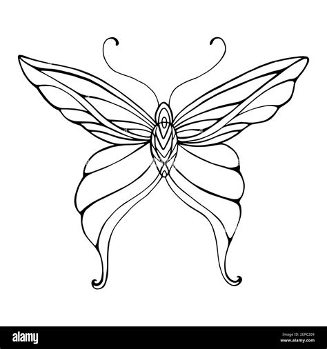 Butterfly Graceful Decorative Coloring Page Fantasy Abstract Butterfly