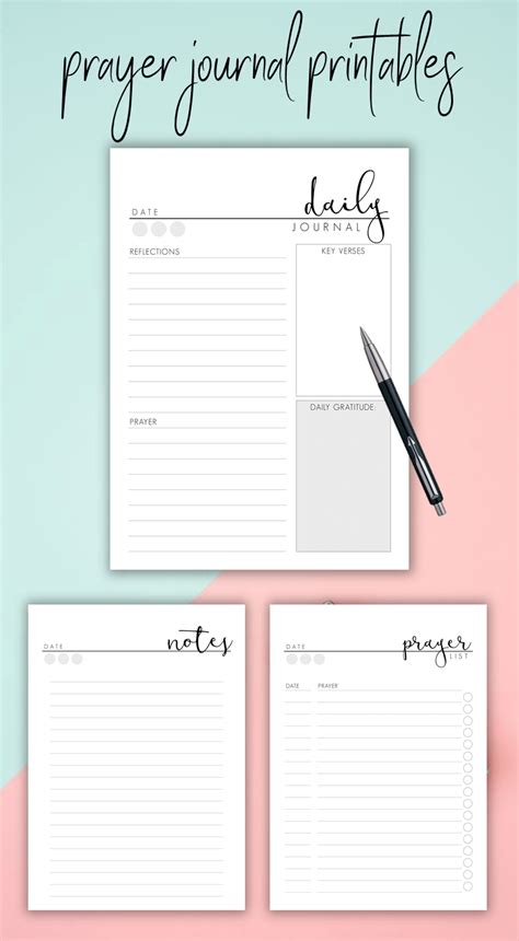 Prayer Journal Planner Inserts Printable Bible Study Notes