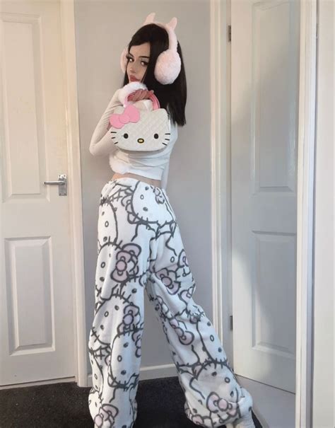 Hello Kitty Pants Kawaii Soft Aesthetic Hello Kitty Clothes Sanrio