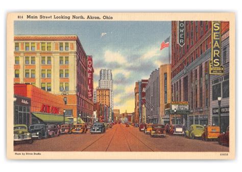 Akron Ohio Main Street Looking North Postales Vintage 🗺 📷 🎠 Enviar