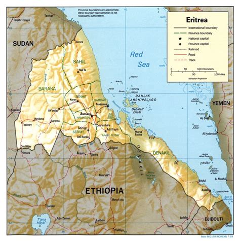 Large Detailed Political And Administrative Map Of Eritrea With Relief Roads Railroads And