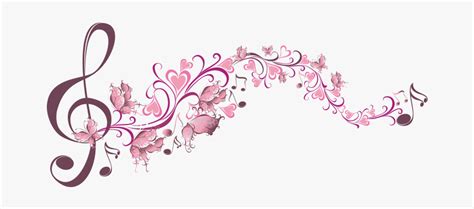 Music Musicnotes Notes Pink Music Notes With Flowers Hd Png Download
