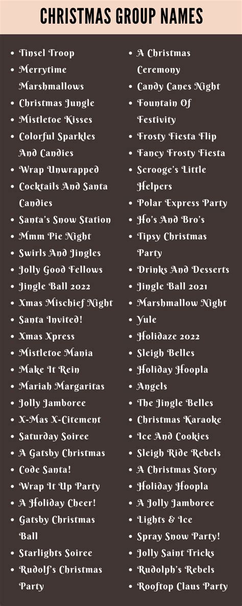 400 Cool Christmas Group Names Ideas And Suggestions