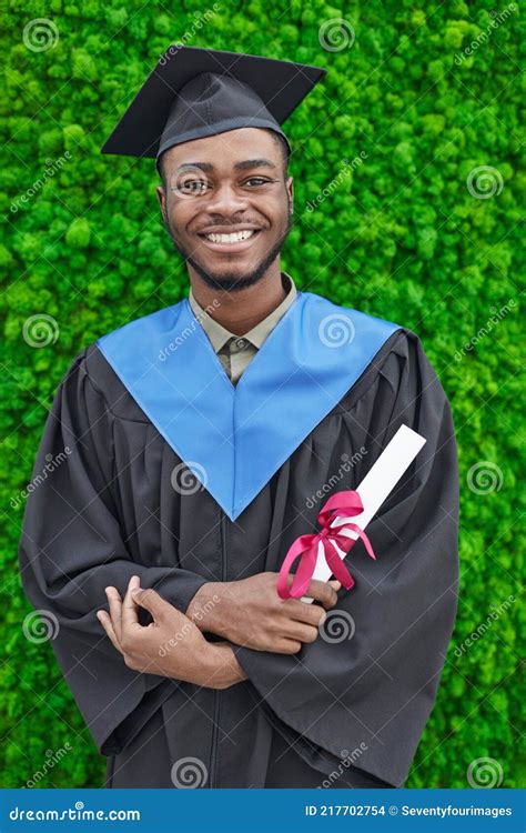 Man In Graduation Gown Outdoors Stock Photo Image Of Robe Diploma