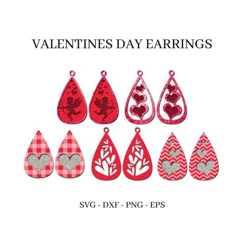 Valentines Day Earrings Svg Bundle Vector For Instant Download Svg