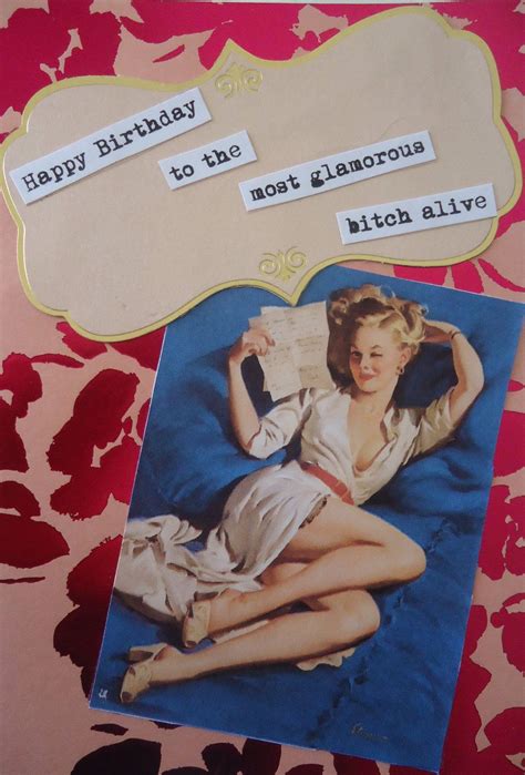 Happy Birthday Retro Pin Up X Original Handmade Postcard Sized