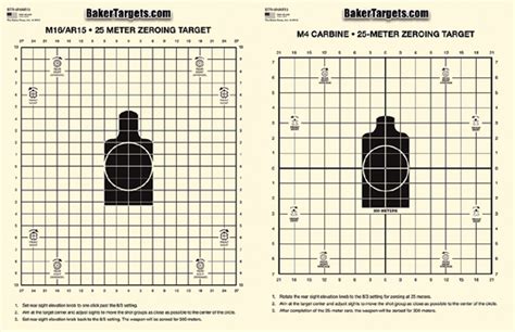 2 Sided 25 Meter M16a2m4 Zeroing Target 250 Pack Baker Targets