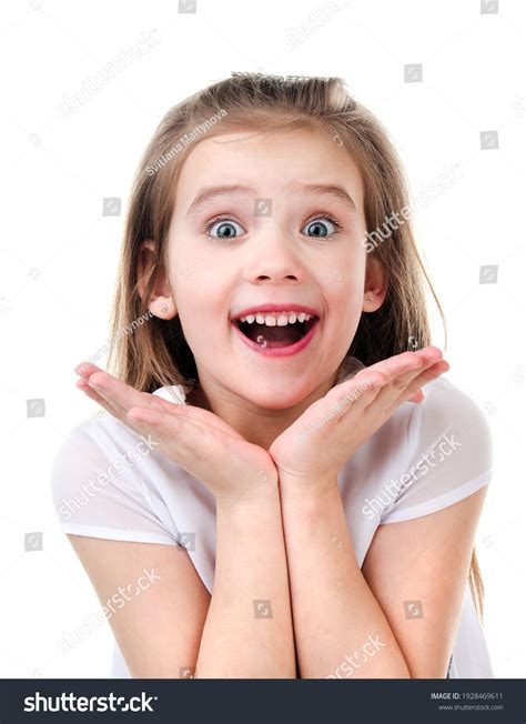 Portrait Adorable Surprised Little Girl Isolated Stock Photo 1928469611