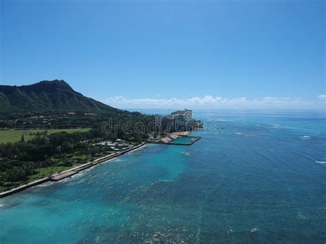 Panorama Aerial Drone View Of Waikiki Beach Honolulu Hawaii Usa Taken