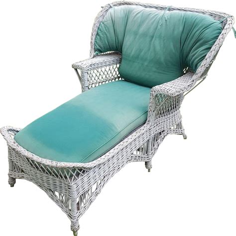 Very Rare Vintage Bar Harbor Wicker Wing Back Chaise Lounge Circa from dovetail on Ruby Lane