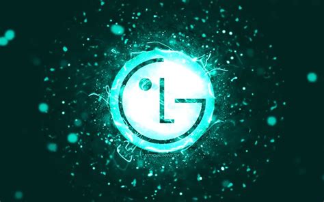Download Wallpapers Lg Turquoise Logo 4k Turquoise Neon Lights