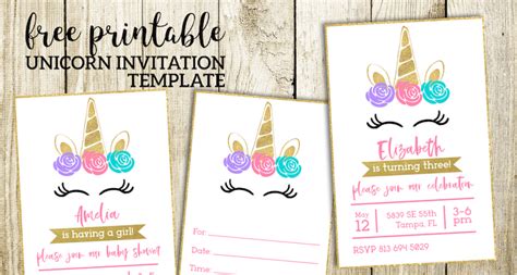 Unicorn Printables Editable Party Invite Editable Template Personalised