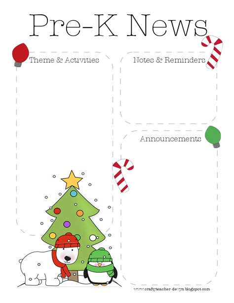 Christmas Pre K Newsletter Template The Crafty Teacher