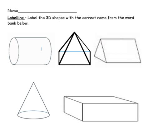 3d Shapes Worksheet Share My Lesson