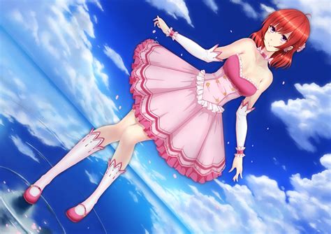 Wallpaper Illustration Redhead Choker Anime Girls Water Short