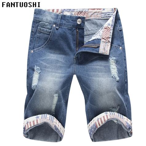 2018 New Fashion Denim Shorts Mens Cotton Slim Casual High Quality Straight Mens Jeans Large
