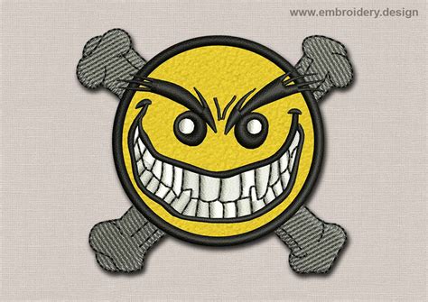 Design Embroidery Smile Patch Malicious Smile With Crossbones By