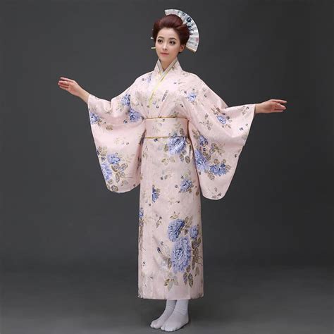 Japanese Traditional Silk Satin Kimono Yukata With Obi Novelty Party Evening Dress Cosplay