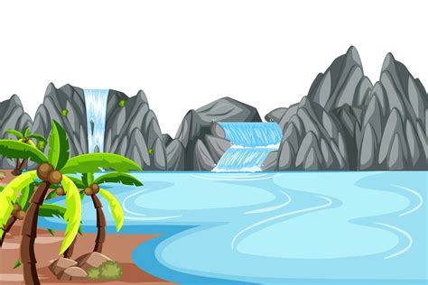 Nature Landscape At Daytime Scene With Waterfall 2811937 Vector Art At