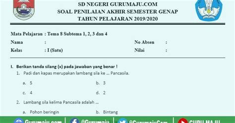 Check spelling or type a new query. Soal PAT / UKK Kelas 1 Tema 8 Kurikulum 2013 Semester 2 - GURU MAJU