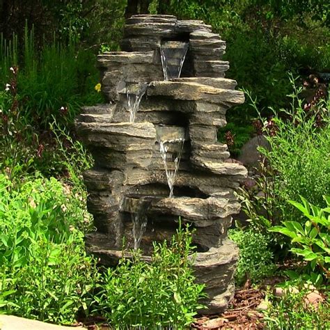 Sunnydaze Rock Falls Electric Waterfall Fountain With Led Lights 39