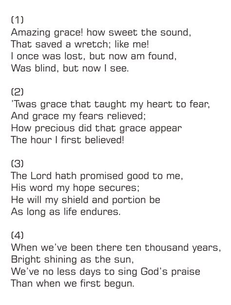 Amazing Grace Lyrics Printable