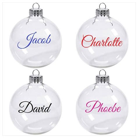 personalised name word vinyl decal sticker christmas bauble xmas