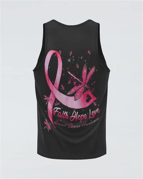 Faith Hope Love Dragonfly Ribbon Women S Breast Cancer Awareness Tanks Faith Hope Love