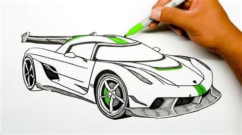How To Draw A Car Koenigsegg Jesko Step By Step YouTube