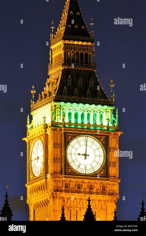 Houses Of Parliament Clock Tower Big Ben London United Kingdom Stock