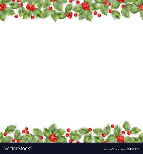 Seamless Border From Christmas Holly Berry Eps 10 Vector Image