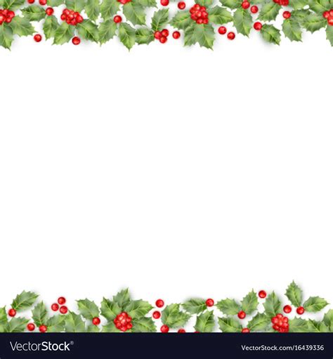Images are sliced into nine parts two values. Seamless border from christmas holly berry eps 10 Vector Image