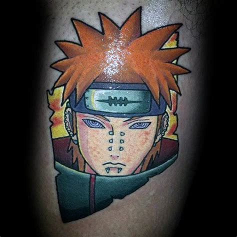 A Man With An Anime Tattoo On His Leg Is Wearing A Helmet And Holding A